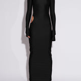 EFFIE KATS Meika Long Sleeve Bodycon Cutout Maxi (Black)
