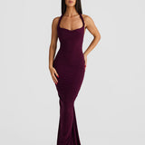 MELANI THE LABEL (burgundy/purple) Maia rope off shoulder gown