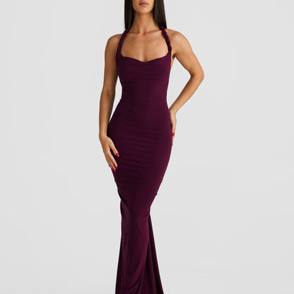 MELANI THE LABEL (burgundy/purple) Maia rope off shoulder gown