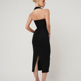 EFFIE KATS (black) meline halter midi