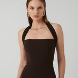 EFFIE KATS (brown coffee) meline halter midi