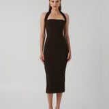 EFFIE KATS (brown coffee) meline halter midi