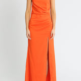 MISHA (orange) Clover halter neck backless midi