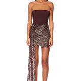 NOOKIE (brown/gold) Monet strapless mini