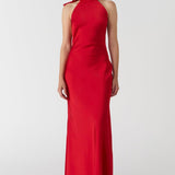 MISHA (red) EVIANNA GOWN high neck bow