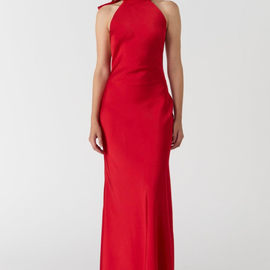 MISHA (red) EVIANNA GOWN high neck bow