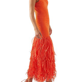 AJE (orange) Rushes Raffia Knit feather midi