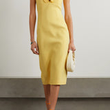 REBECCA VALLANCE (yellow) Chloe ruffled taffeta midi dress