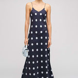 OROTON (navy/white) pattern silk slip midi
