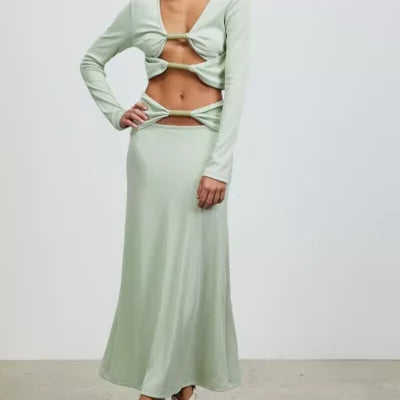 CHRISTOPHER ESBER (sage green) long sleeve - skirt/top set