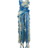 SIEDRES (blue/butterfly) Mari Blufly ruffles maxi