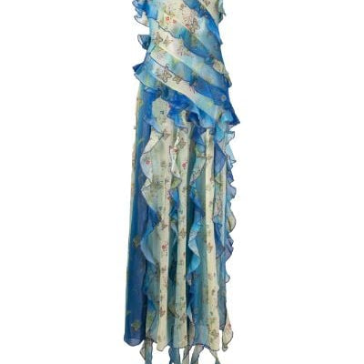 SIEDRES (blue/butterfly) Mari Blufly ruffles maxi