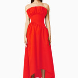 ELLIATT (red) Laurel strapless frill gown