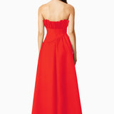 ELLIATT (red) Laurel strapless frill gown