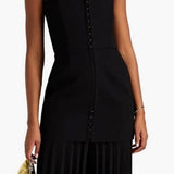DION LEE (black) Hook and Eye Pleated Dress