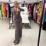 EDMUNDSER (brown) Custom v neck long sleeve maxi