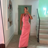 SIR THE LABEL (pink/salmon) Giacomo gathered one shoulder maxi