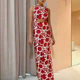 SIR THE LABEL (Red) Cinta floral cut out midi