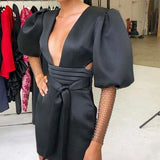 ELIYA THE LABEL (black) Gravity puffy sleeve diamante mini