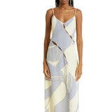 SIR THE LABEL (yellow/blue) Adrianna Buttoned Slip