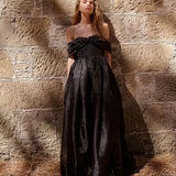 AJE (black) Cordelia corseted off the shoulder gown