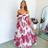 AJE (pink/white) Cordelia corseted floral off the shoulder gown