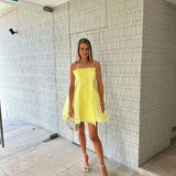 AJE (yellow) Astrid strapless a-line mini