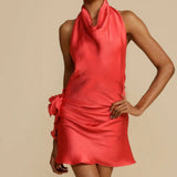 ARCINA ORI (red) Rosa Halter Flower Mini