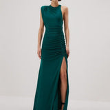 MISHA (emerald green) Chantria one shoulder gown
