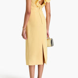 REBECCA VALLANCE (yellow) Chloe ruffled taffeta midi dress