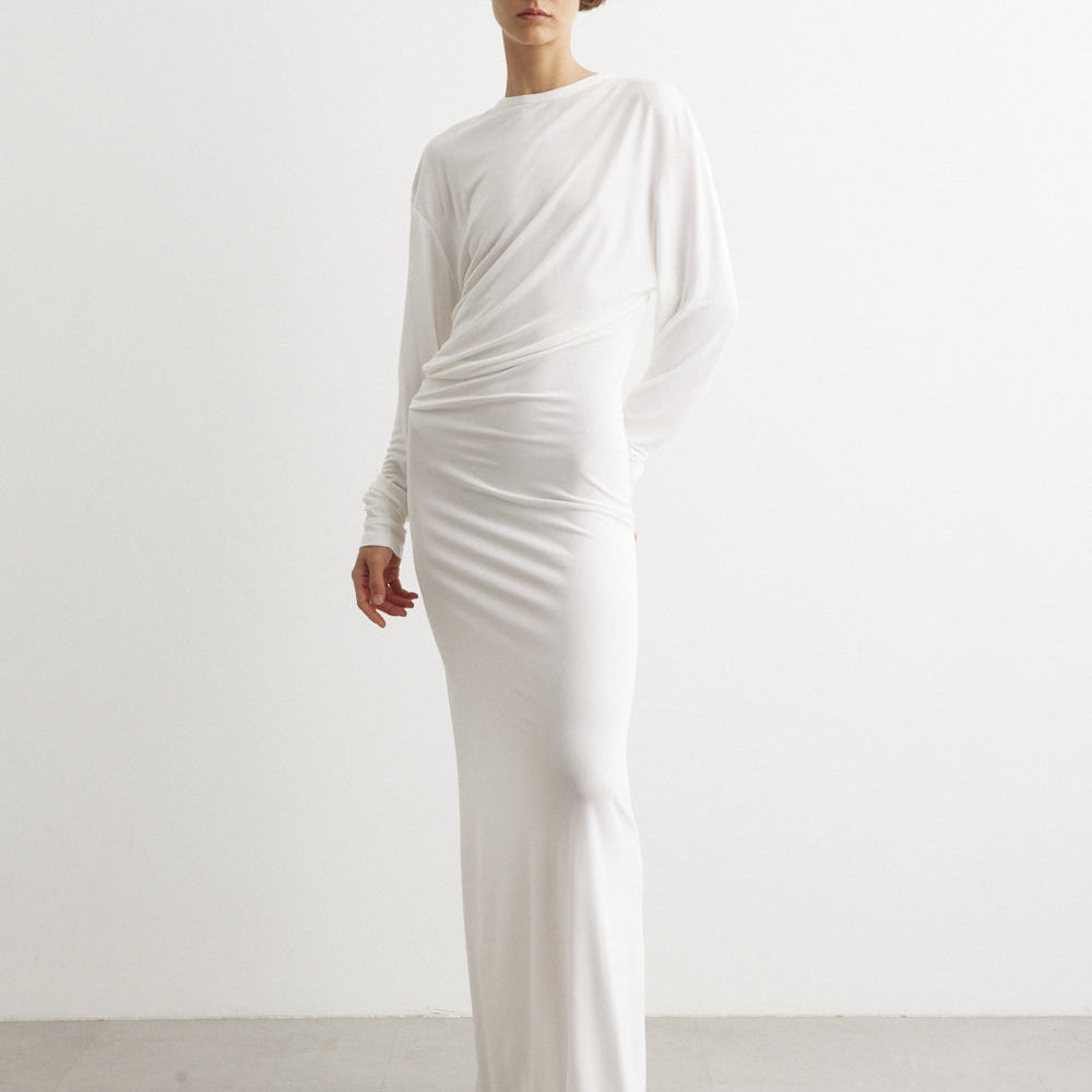 CHRISTOPHER ESBER (white) Side Cowl long sleeve maxi