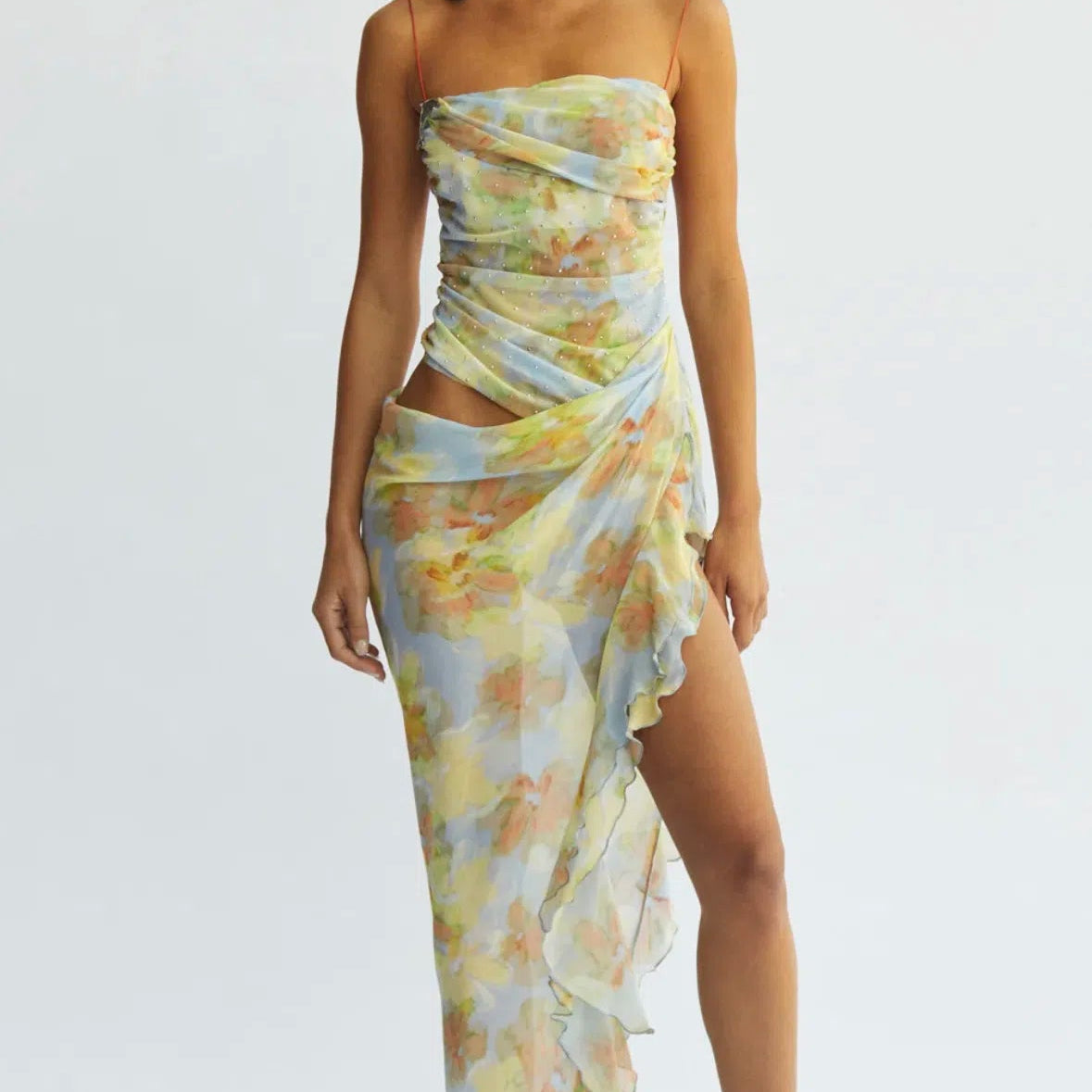 BEC AND BRIDGE (blue floral) Zephy Asym midi